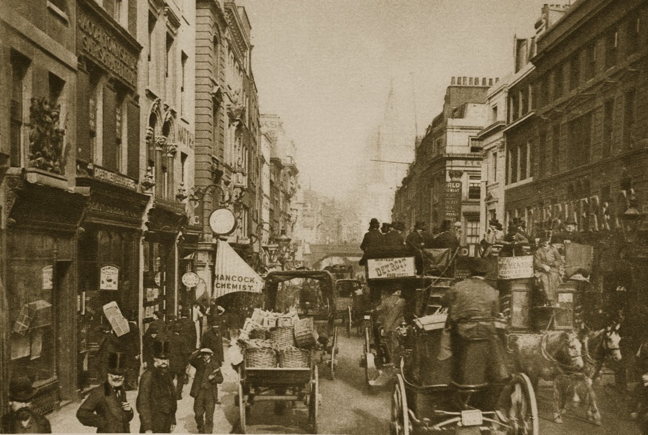 1880'de Fleet Caddesi (sepya fotoğrafı) by English Photographer