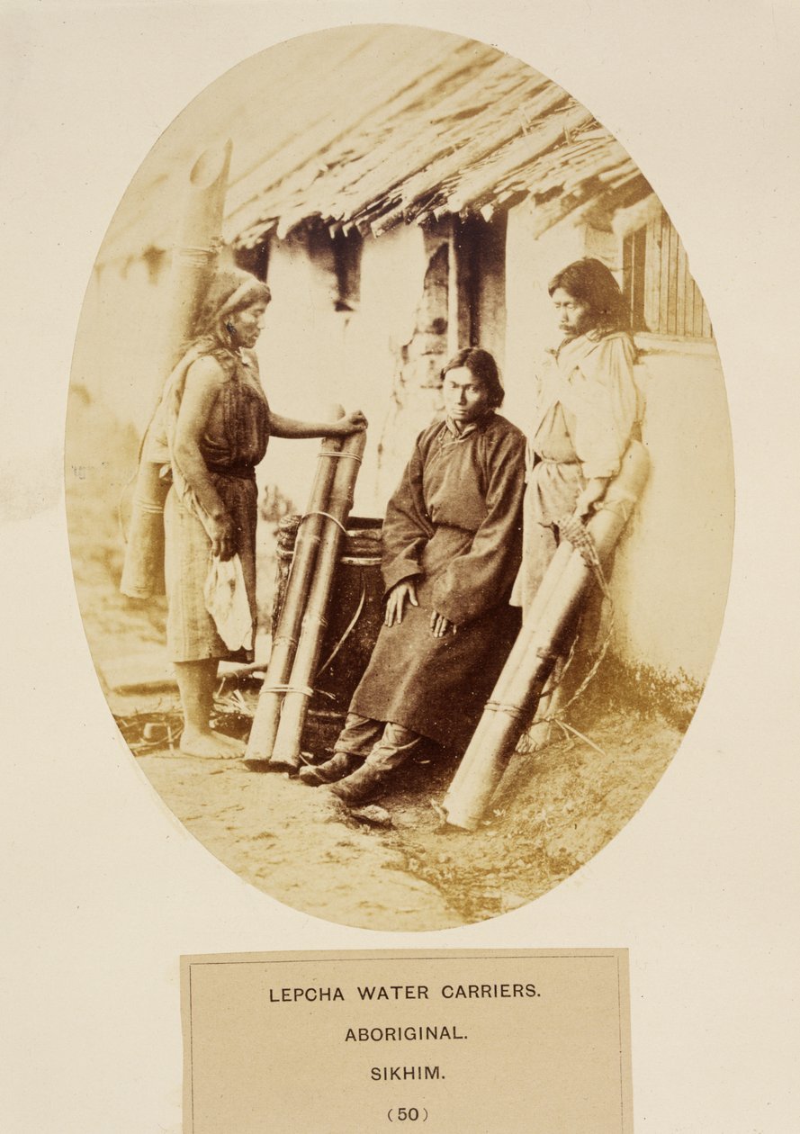 Lepcha Water Carriers, Aborijin, Sikhim, from The People of India, J. Forbes Watson tarafından, 1868
