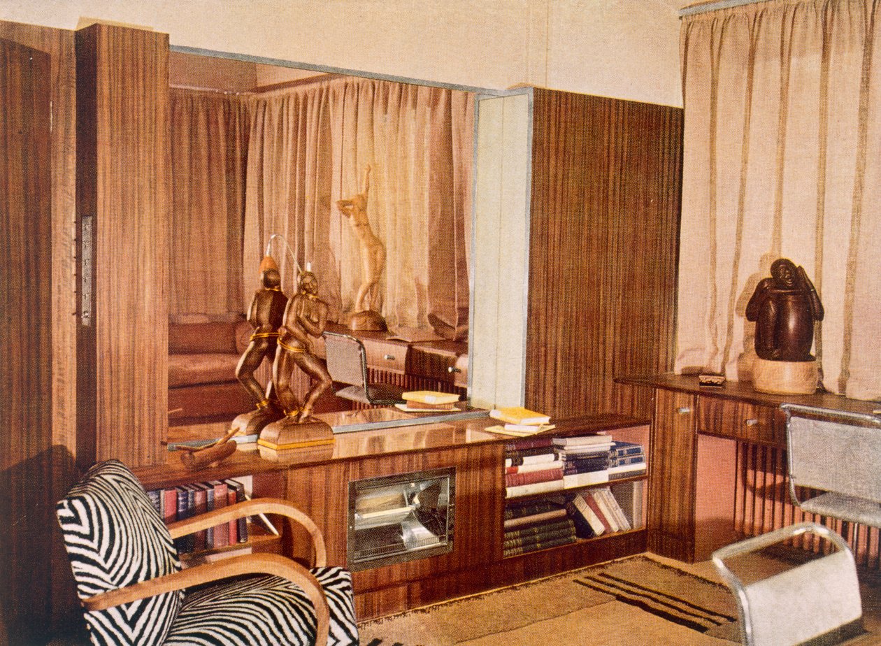 Heykeltıraş AG Grinling için Serge Chermayeff tarafından tasarlanan Oturma Odası, Color Schemes for the Modern Home, Derek Patmore, 1933 (fotoğraf) by English Photographer