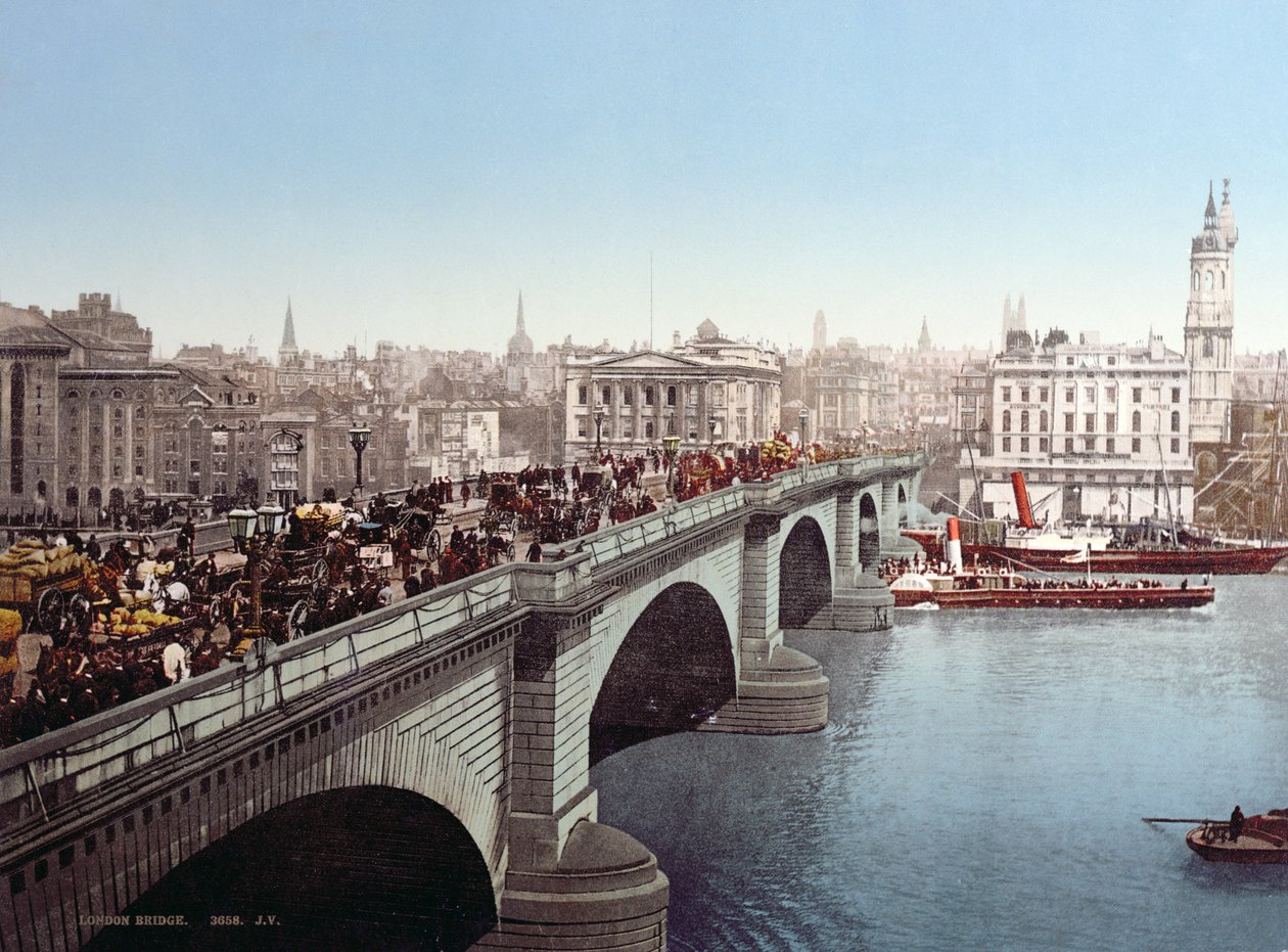 London Bridge c.1900 (renkli bir fotoğraftan sonra) by English Photographer