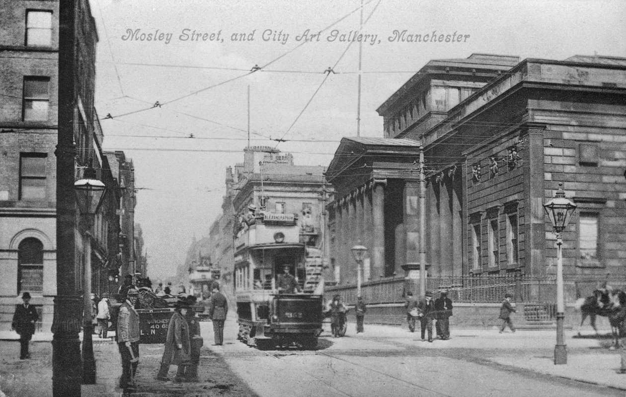 Mosley Street ve City Art Gallery, Manchester, c.1910 by English Photographer