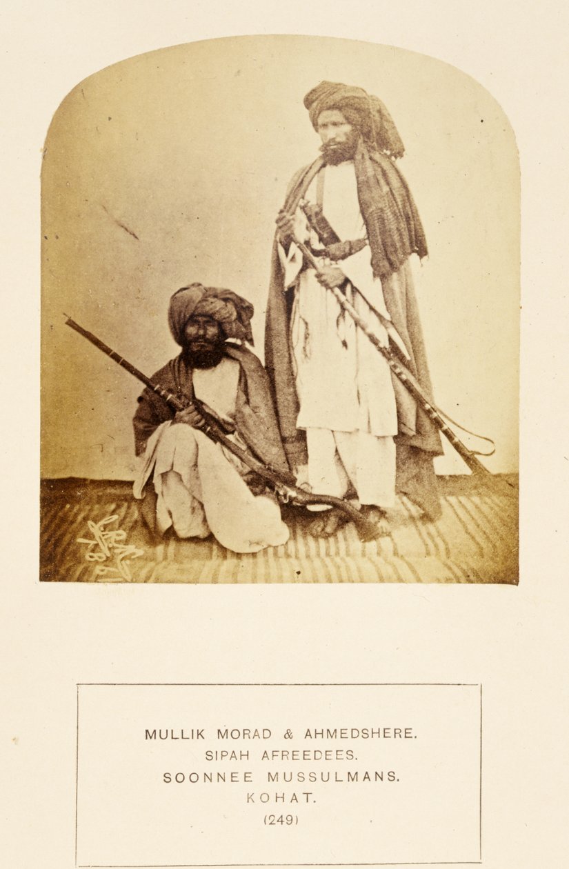 Mullik Morad ve Ahmedshere, Sipah Afreedees, Soonnee Musulmans, Kohat, from The People of India, J. Forbes Watson tarafından, 1868