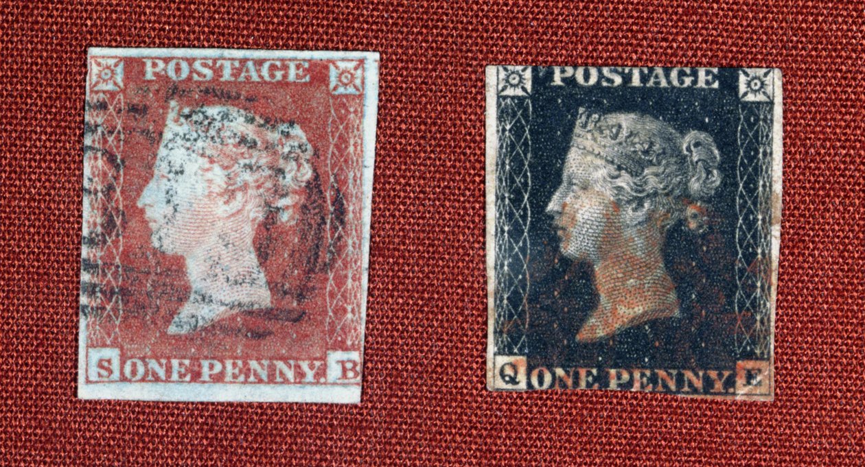 Penny Black ve Penny Red, 1850 (kağıt üzerine mürekkep) by English Photographer