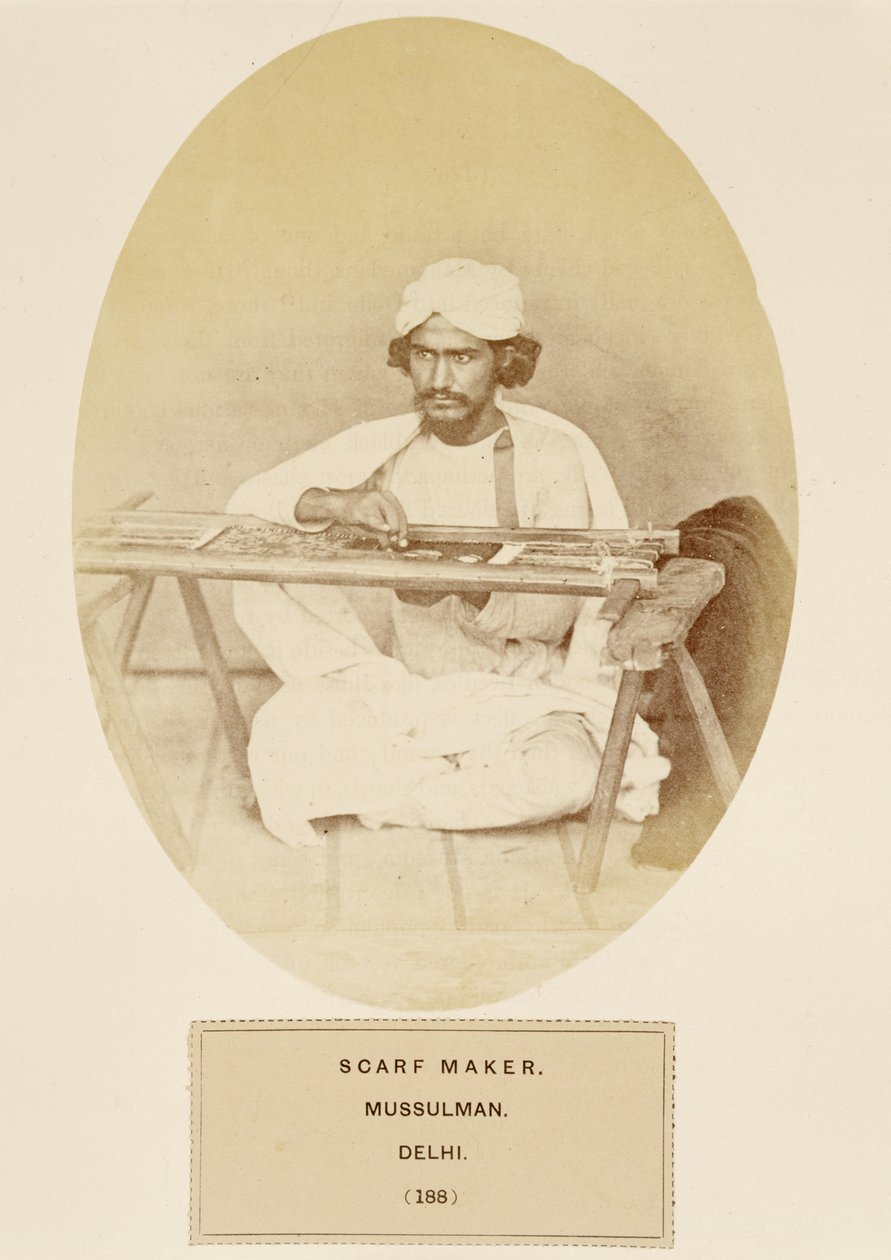 Eşarp Yapıcı, Mussulman, Delhi, from The People of India, J. Forbes Watson, 1868