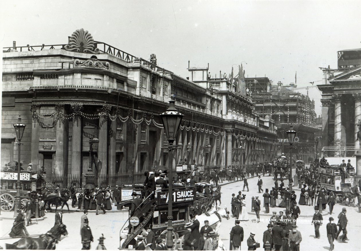 İngiltere Merkez Bankası, Kraliçe Victorias Diamond Jubilee için dekore edilmiş, 1897 by English Photographer