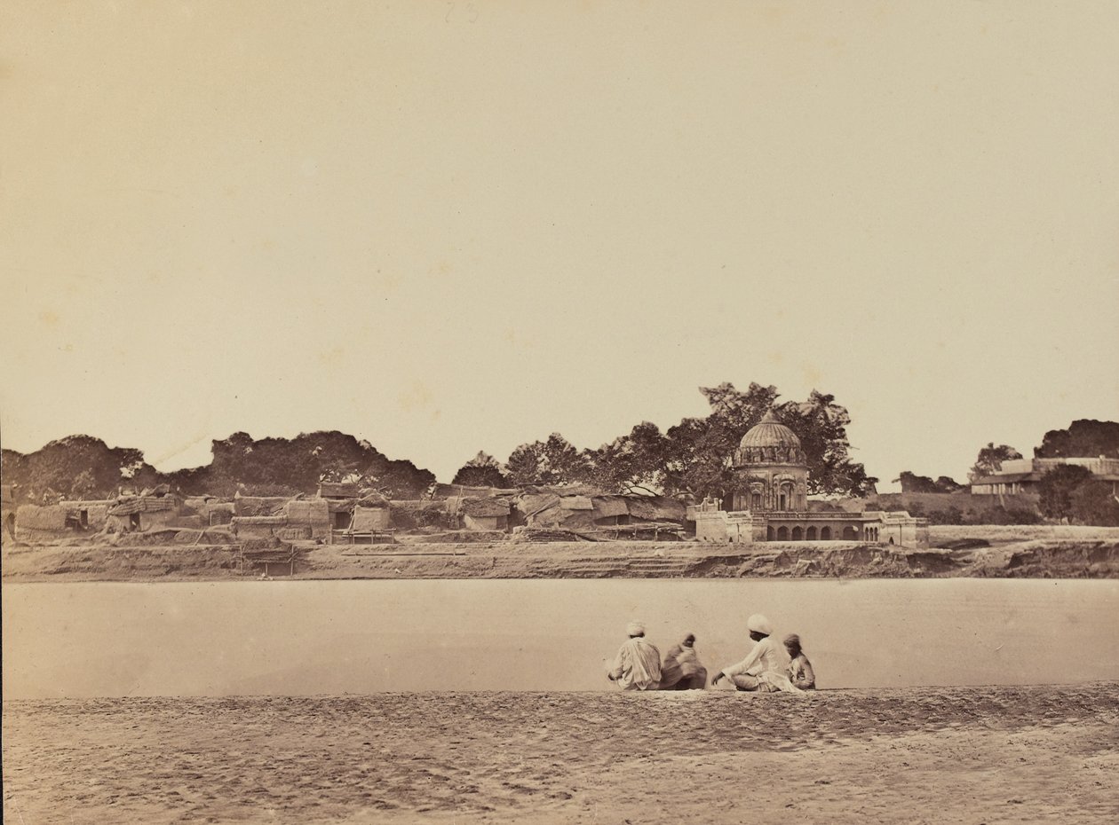 Nehir kenarındaki köy, 1858 dolayları (sepya fotoğrafı) by English Photographer