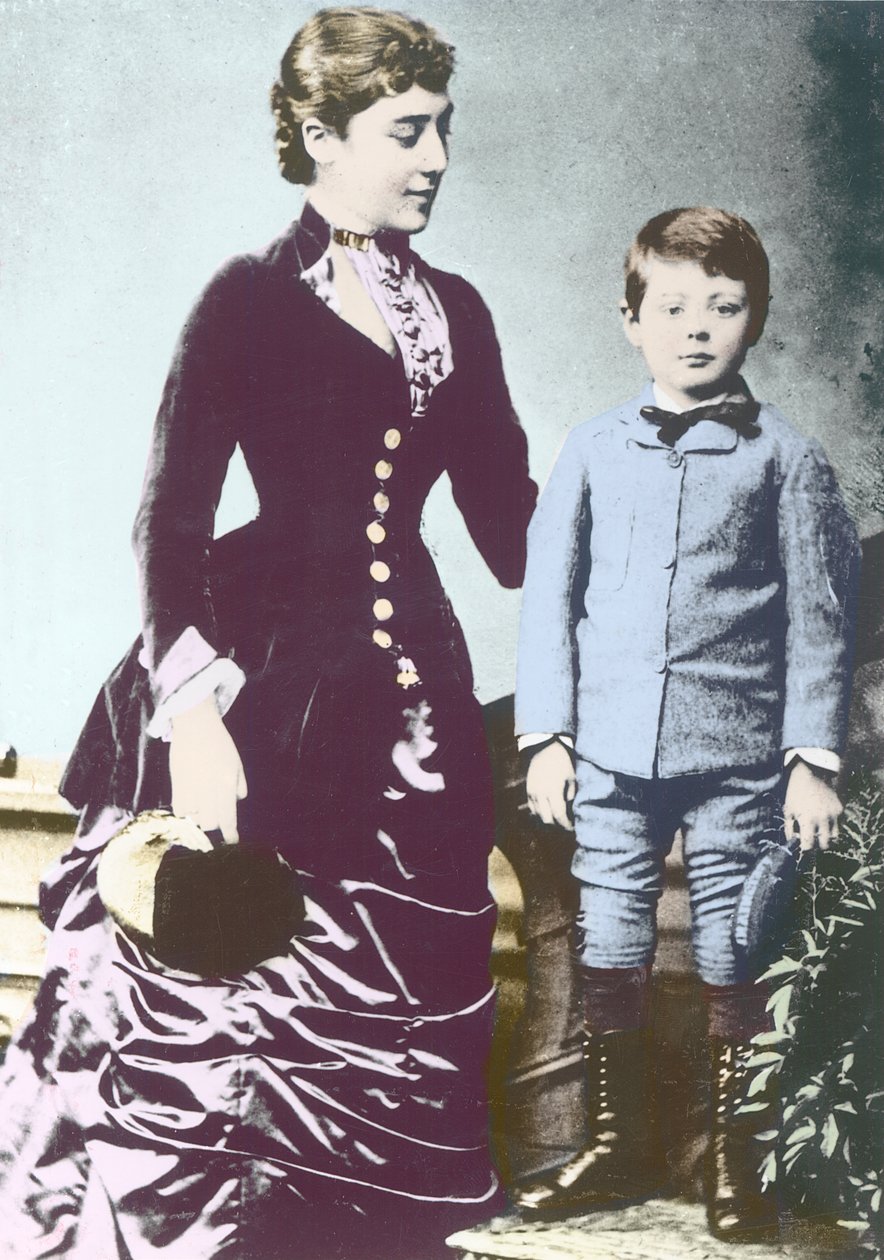 Winston Churchill, annesi Leydi Randolph Churchill ile by English Photographer