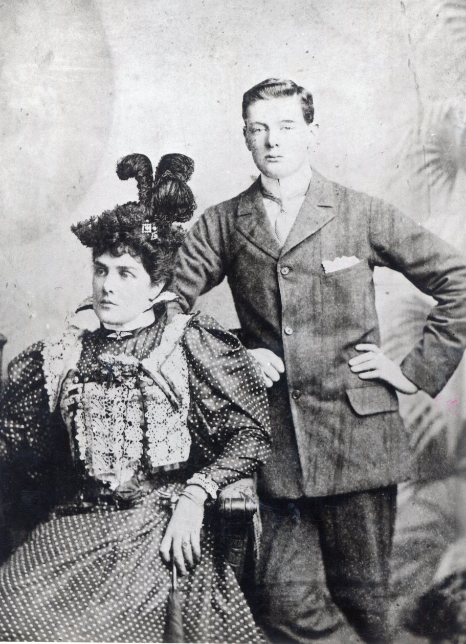 Winston Churchill, annesi Leydi Randolph Churchill ile by English Photographer