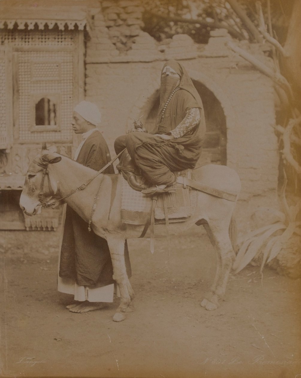 Eşek Üzerinde Kadın, Kahire, 1893 by English Photographer
