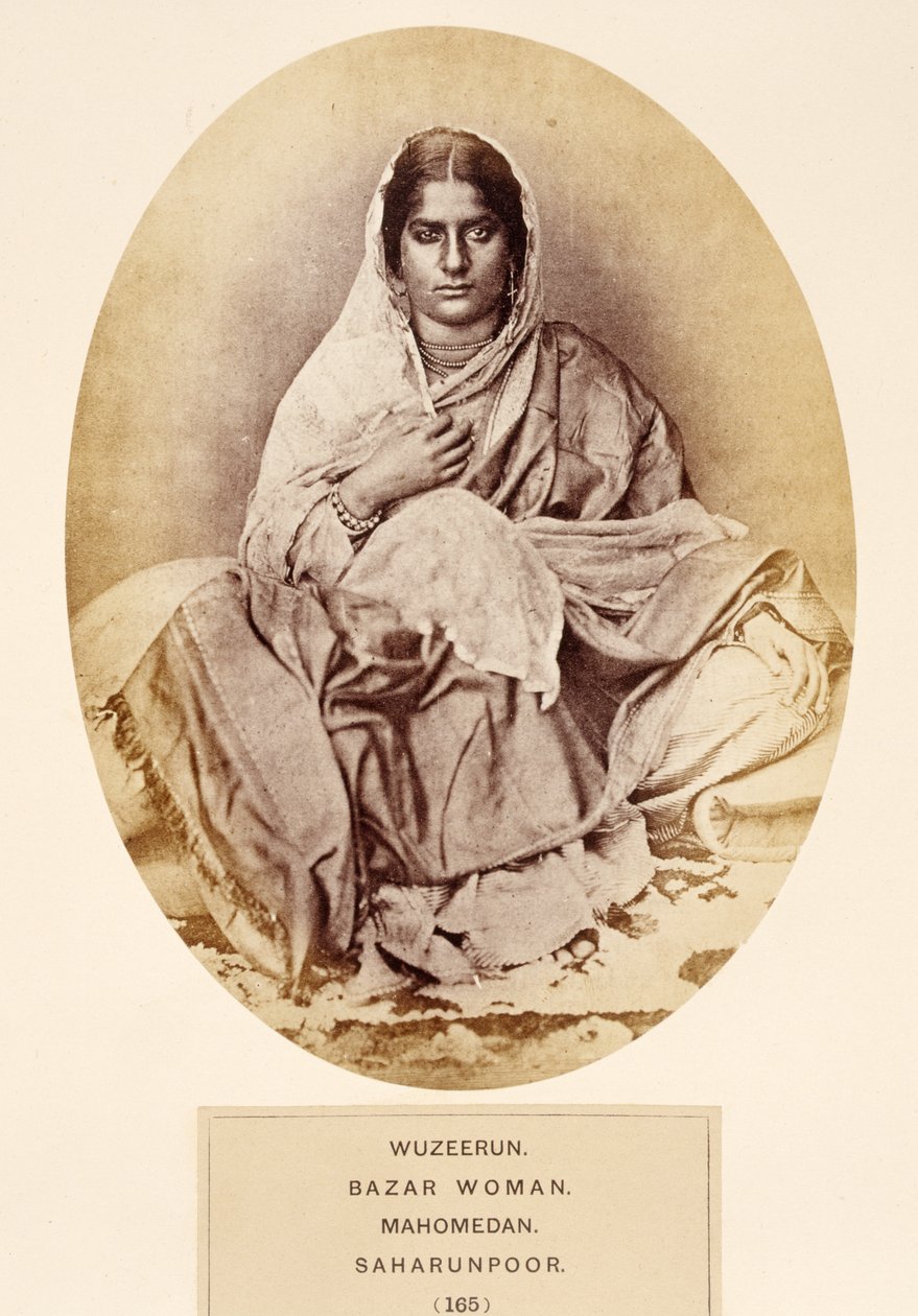 Wuzeerun, Bazar Woman, Mahomedan, Saharunpoor, from The People of India, J. Forbes Watson tarafından, 1868