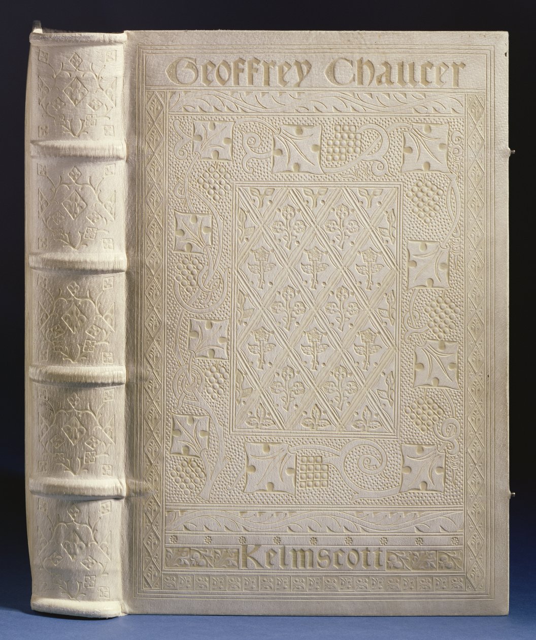 21.M.1 Kelmscott Chaucer için Doves Bindery tarafından ciltleme, 1896 (domuz derisi) by English School