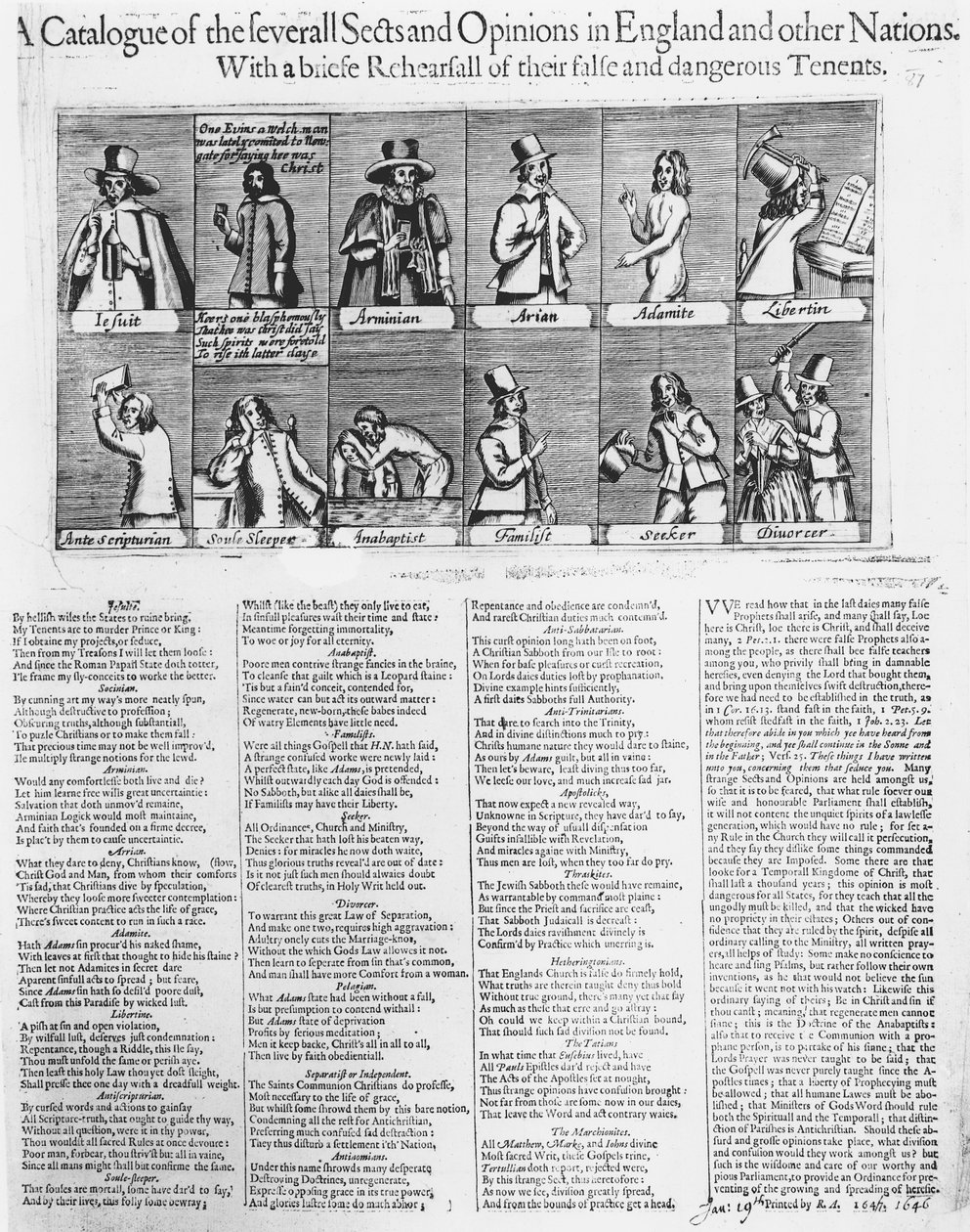 İngiltere ve Diğer Ülkelerdeki Çeşitli Mezhepler ve Görüşler Kataloğu, 1646 by English School