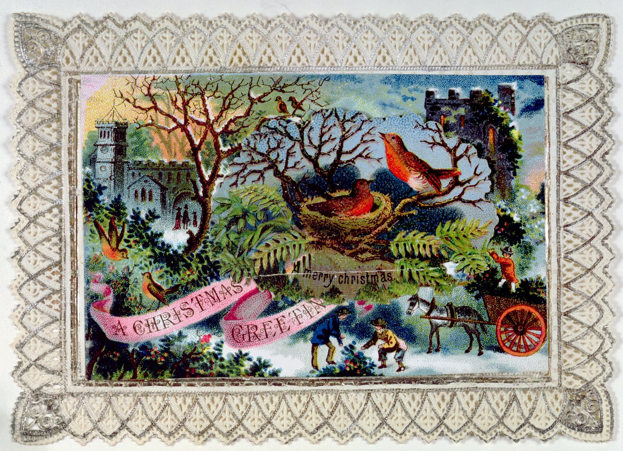 Bir Noel Tebriki, Viktorya dönemi kartpostalı by English School