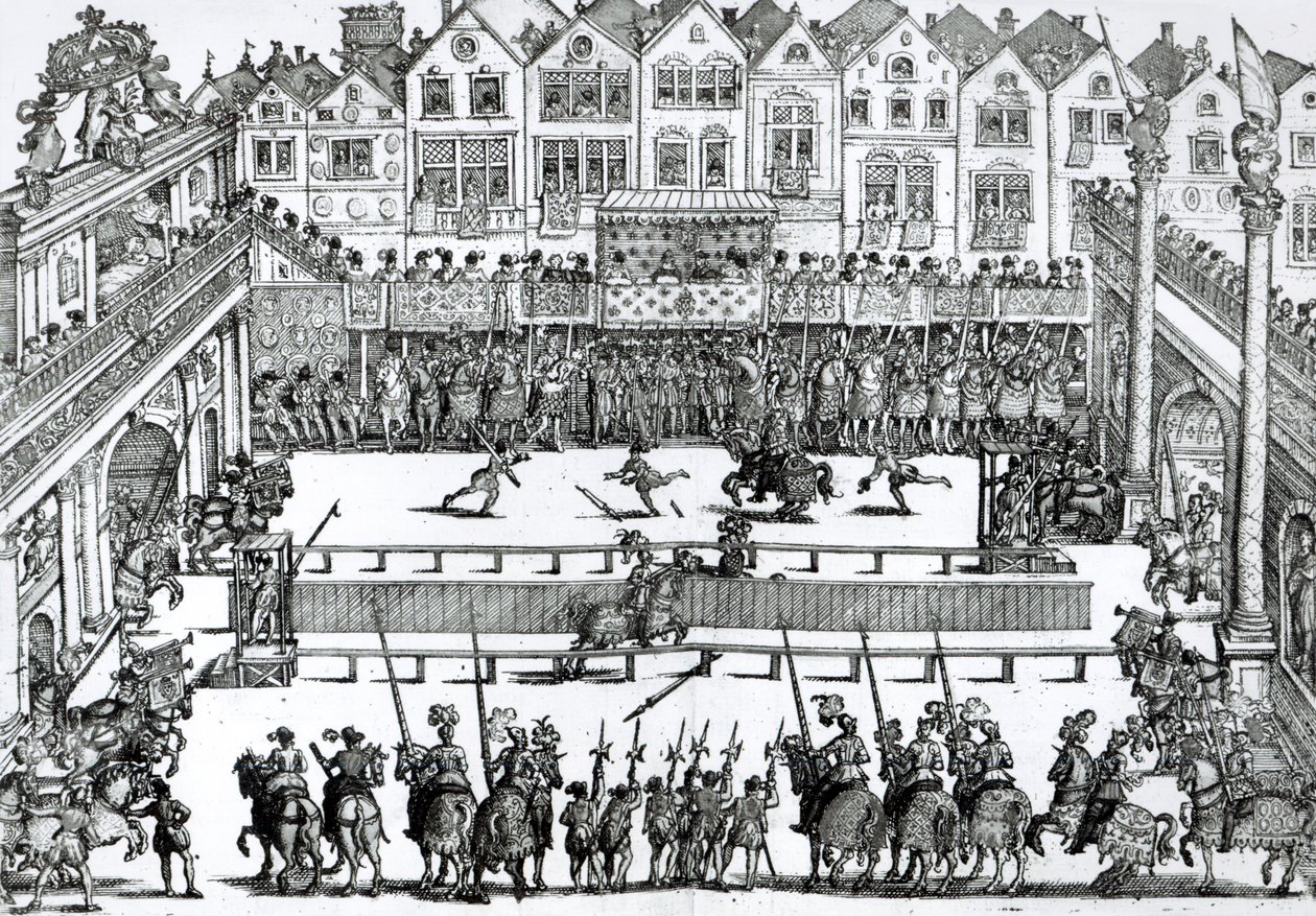 A Jousting Scene   by English School