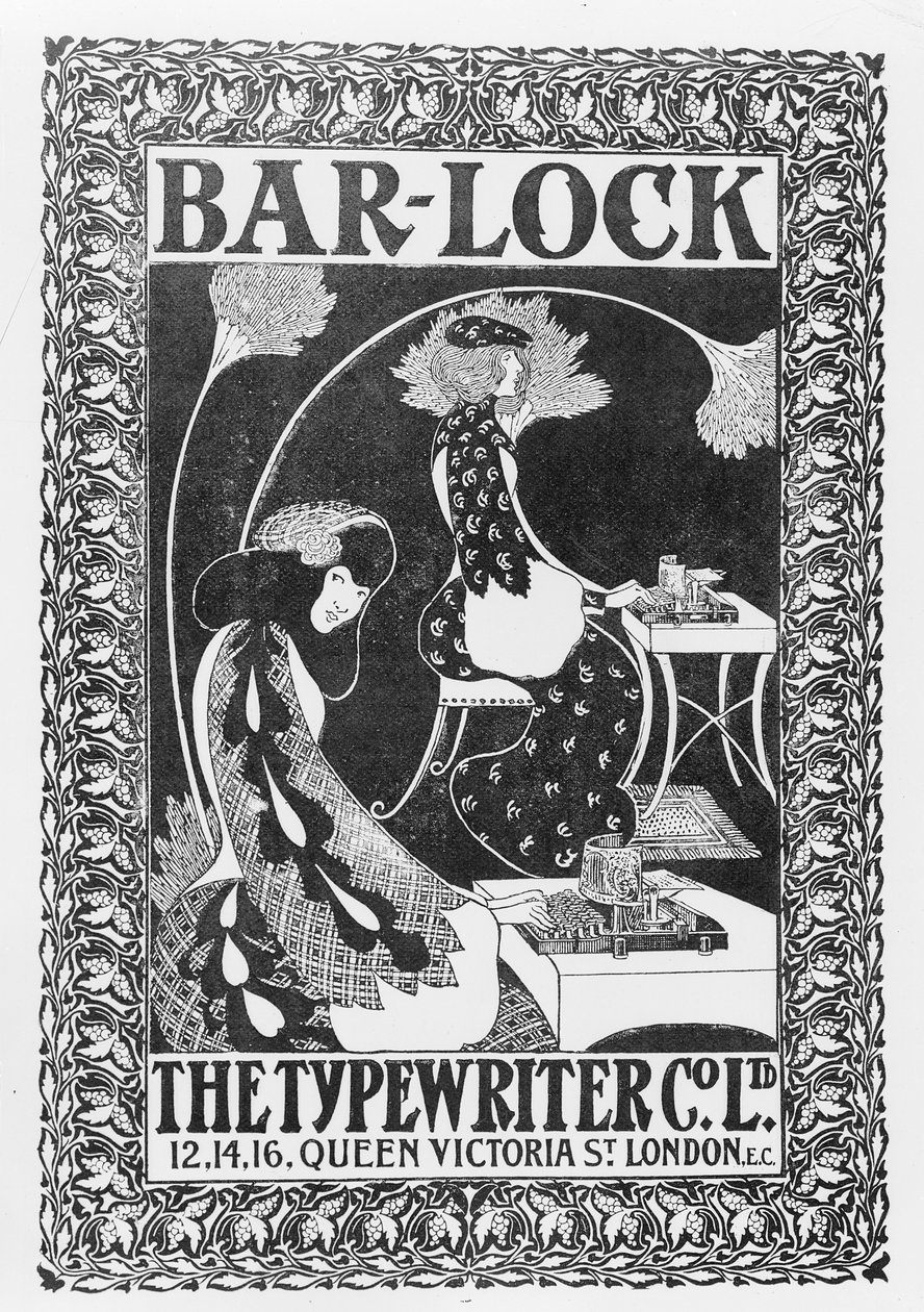 Bar-Lock Daktilo Reklamı, c.1895 by English School
