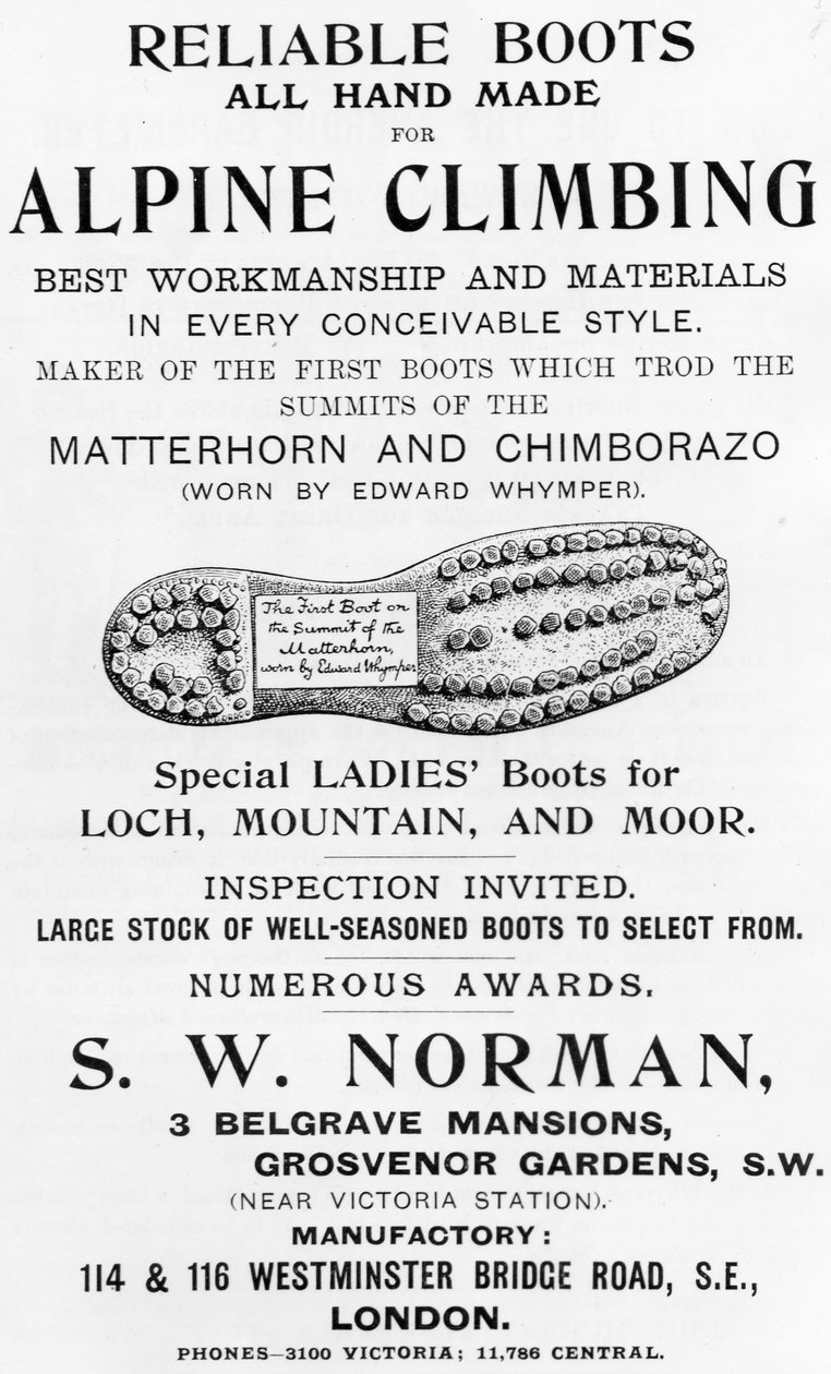 S. W. Norman Alp Tırmanma Botları için reklam, 