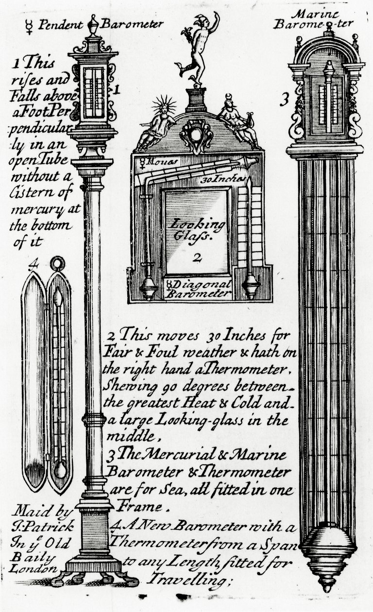 John Patrick tarafından yapılan Barometreler için Reklam, c.1705-1715 by English School