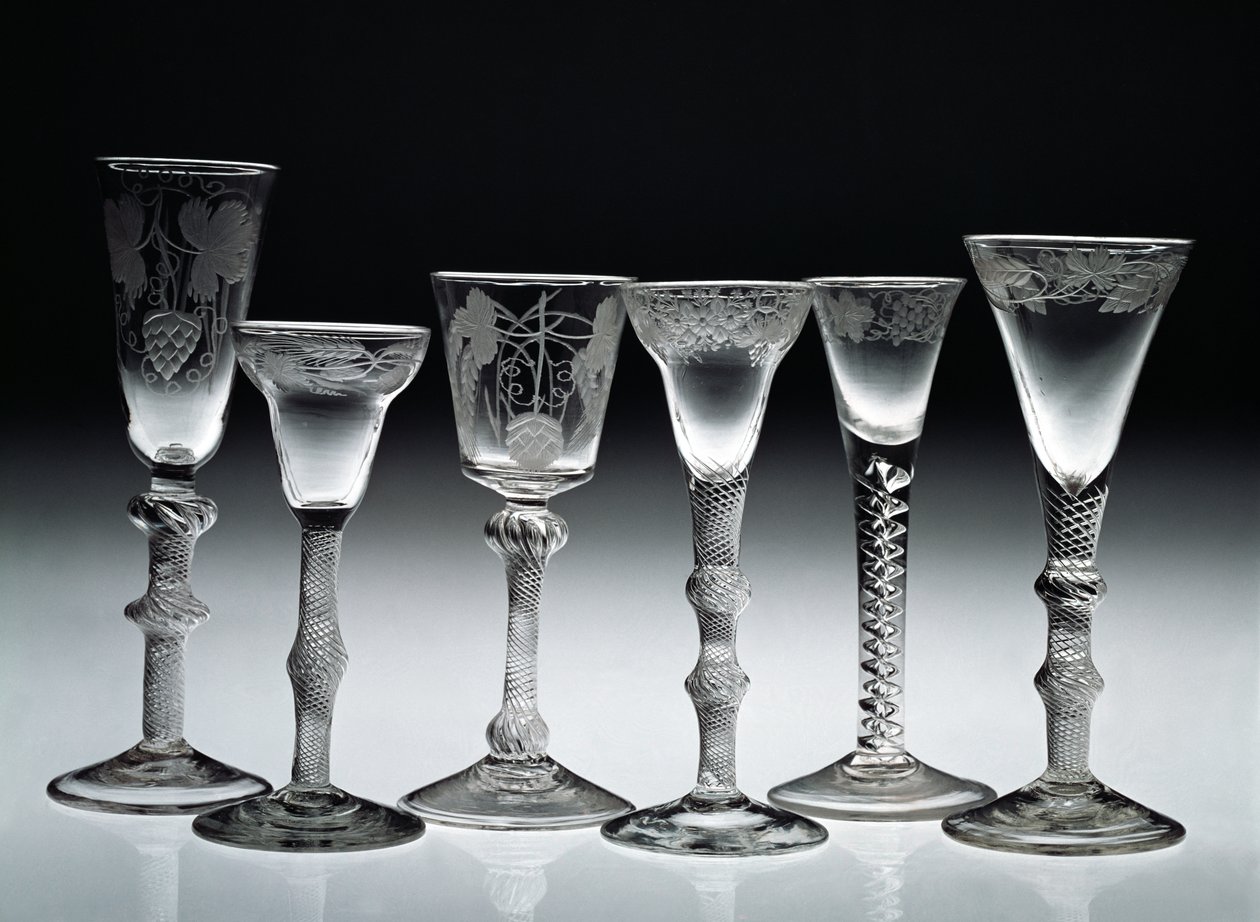 Hava bükümlü camlar, 1750-60 (cam) by English School