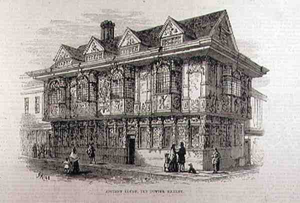 Ipswich Eski Tereyağı Pazarındaki Antik Ev, The Illustrated London News, 23 Temmuz 1881 by English School