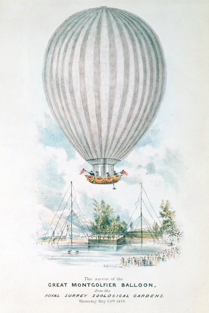 Büyük Montgolfier Balonunun Yükselişi, 1838 by English School