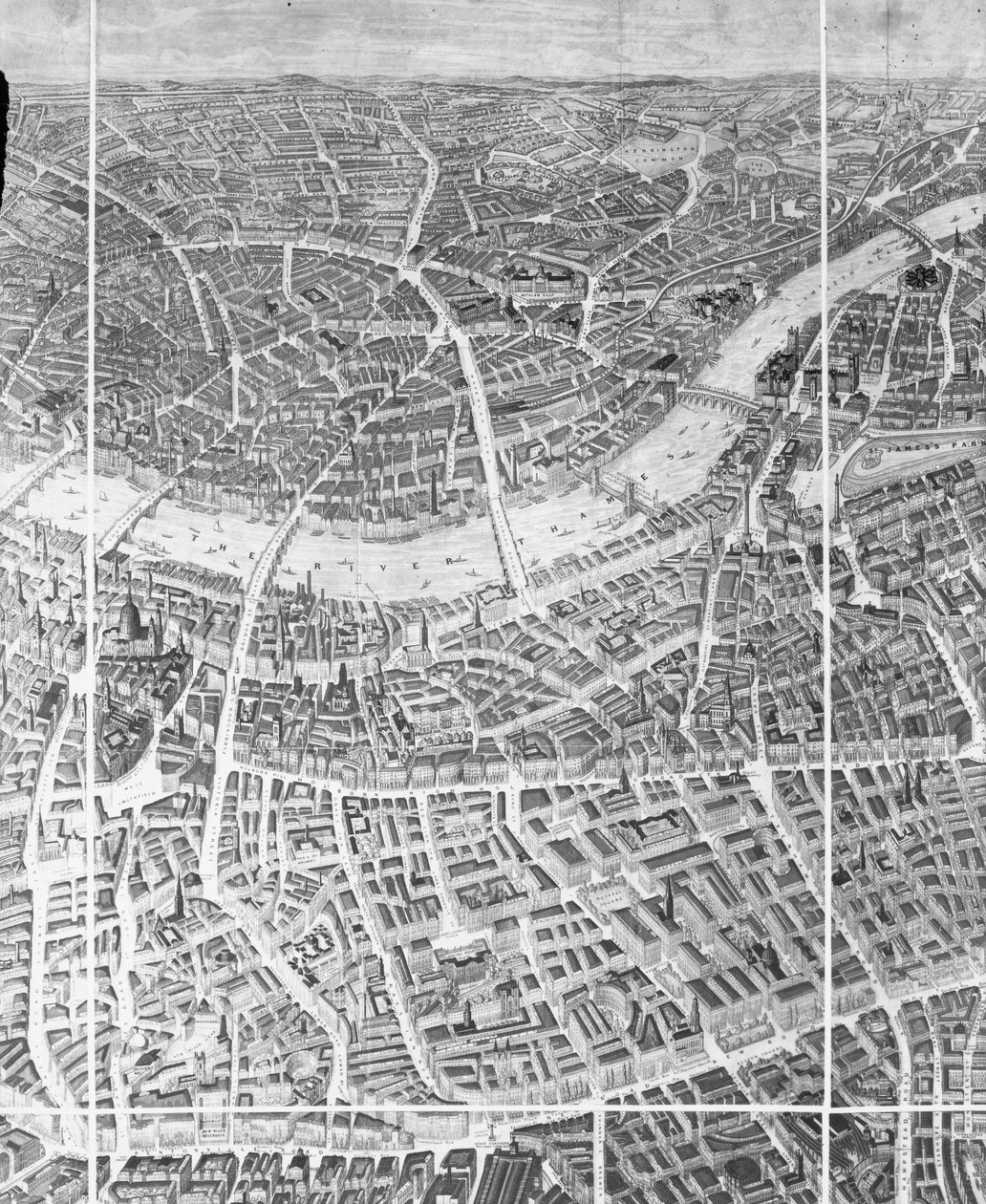 Balloon View of London, 1851  by English School