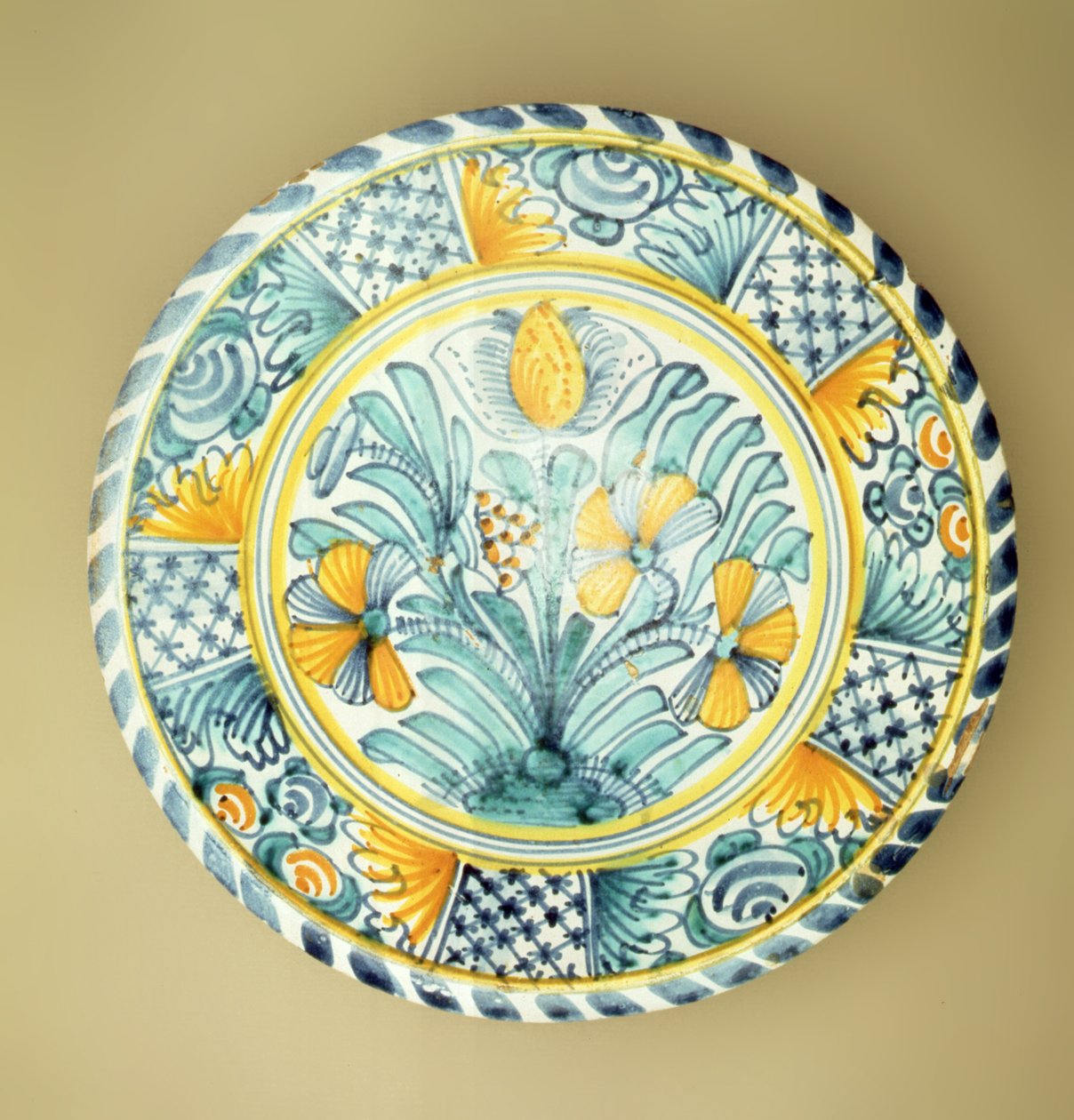 Bluedash Delftware şarj cihazı, Lambeth çanak çömlek, c.1670 (seramik) by English School