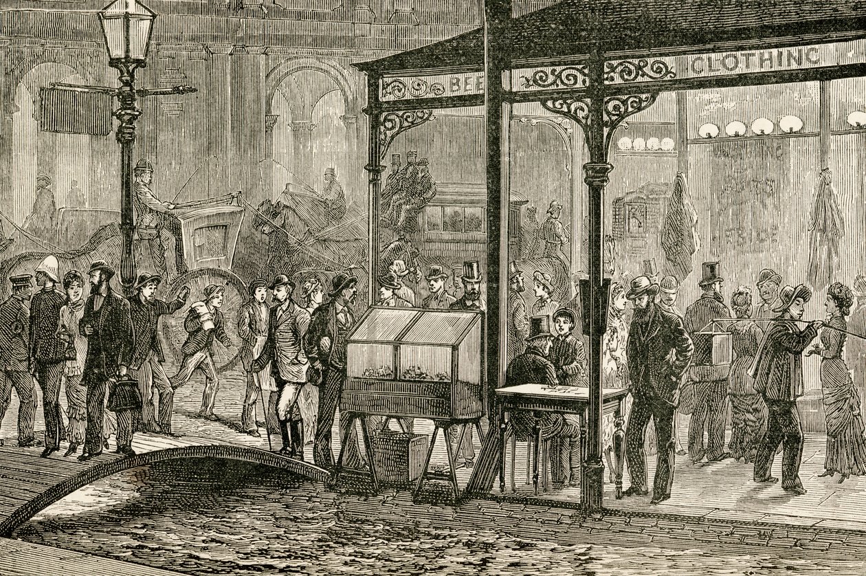 Bourke Street, Melbourne, Avustralya, 19. yüzyılda bir Cumartesi gecesi, G.T. Bettany, 1888