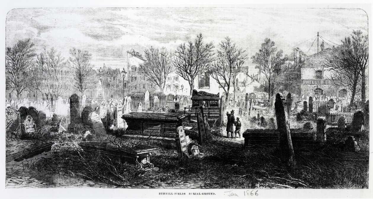 Bunhill Fields, Ocak 1866 by English School