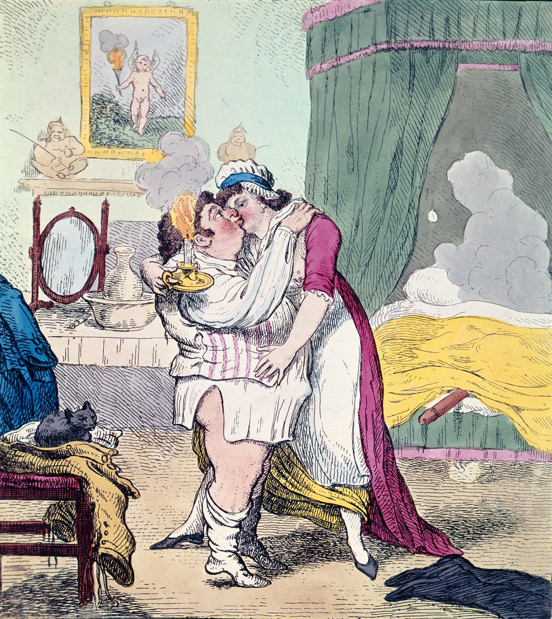 Caricature satirising the relationship of Charles James Fox and Elizabeth Armistead (hand-coloured engraving) by English School