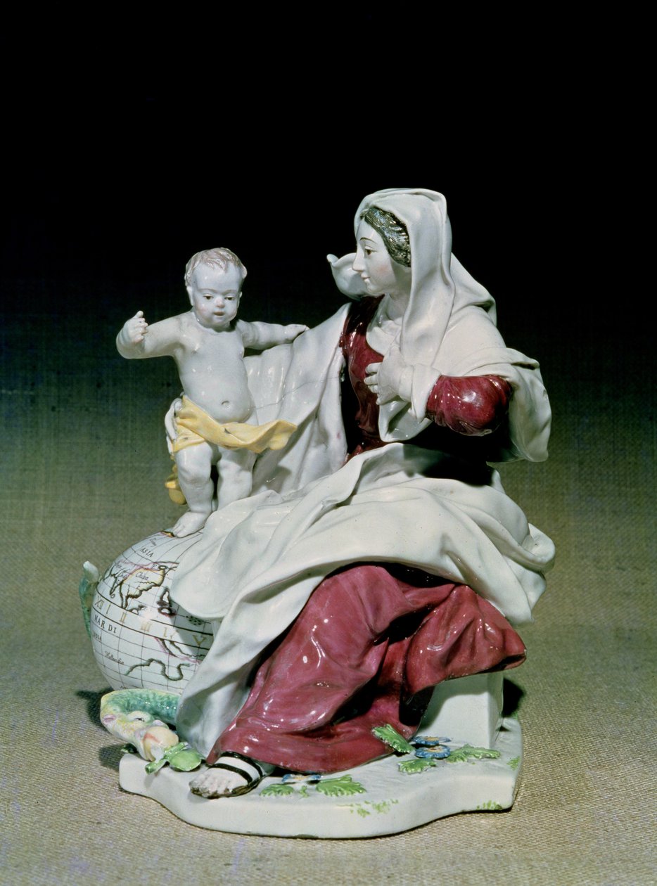Chelsea Madonna ve Çocuk figürü, Red Anchor dönemi, c.1755 (porselen) by English School