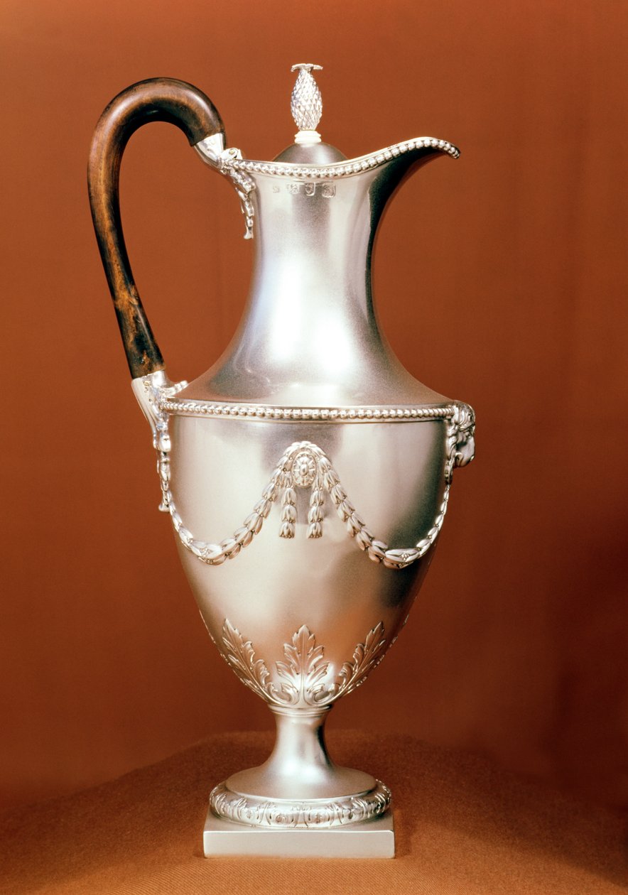 Çikolatalı kap, repousse tasarımlı ve kovalamalı, Adam stili, 1773-4 (gümüş) by English School