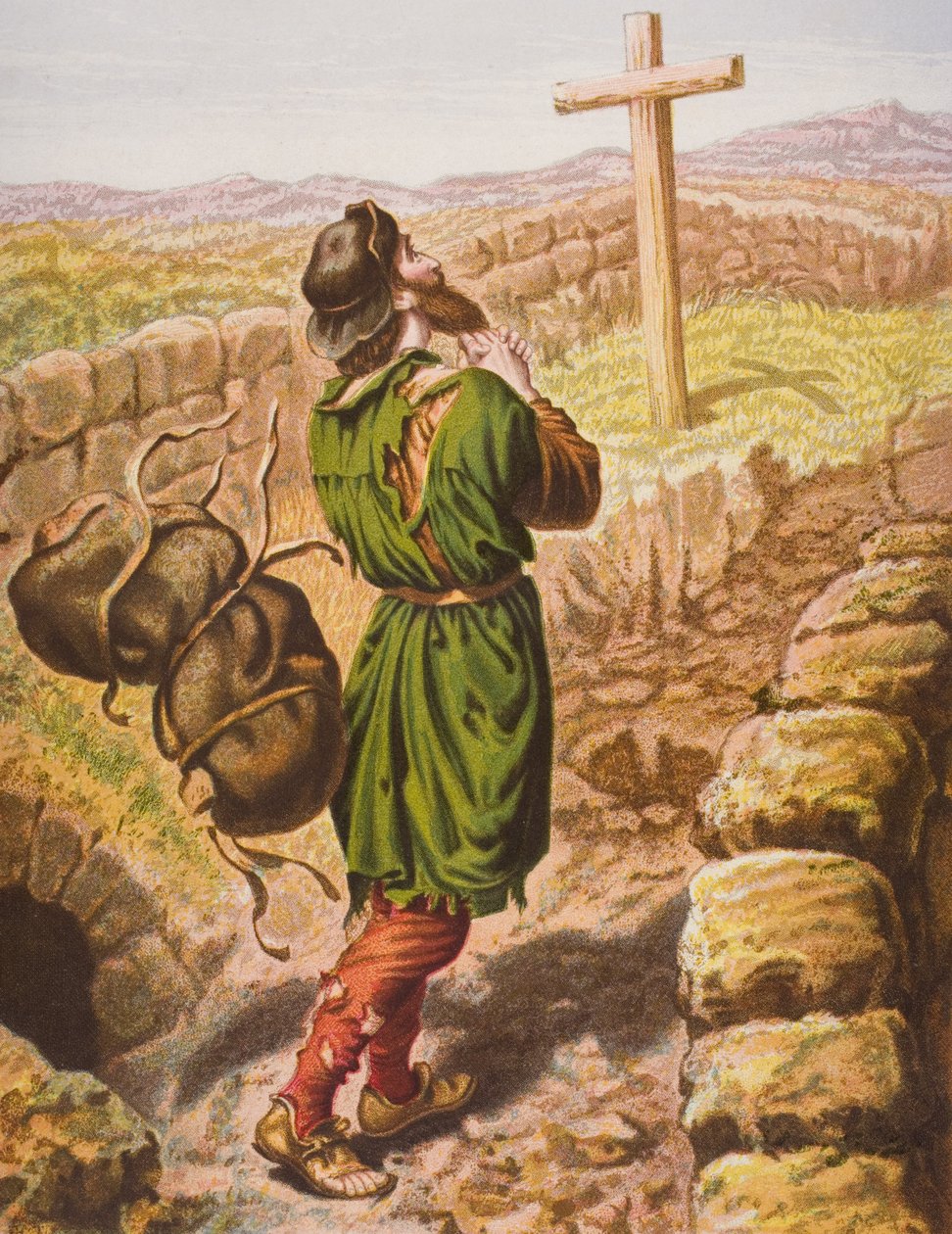 Christian, çarmıhta yükünü kaybeder, John Bunyan