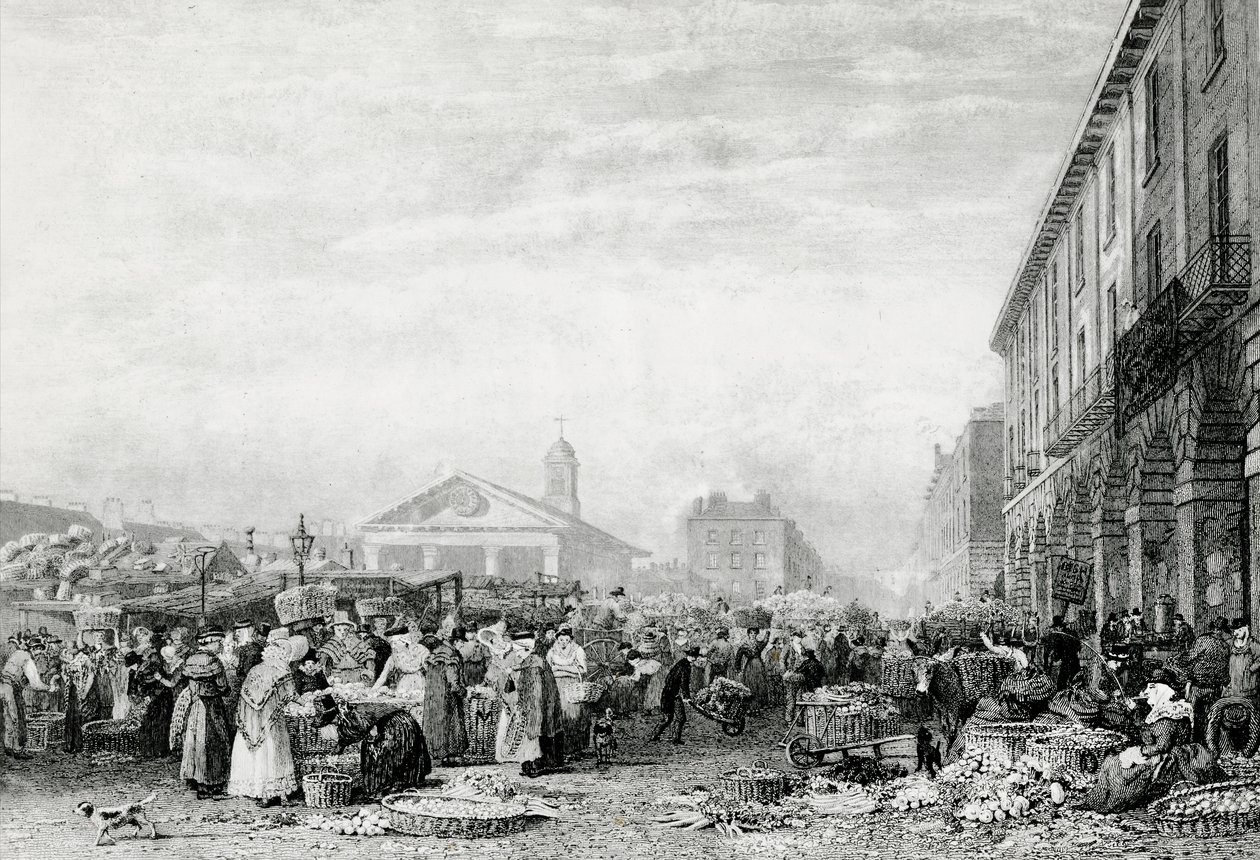 Covent Garden pazarı, 1824 by English School