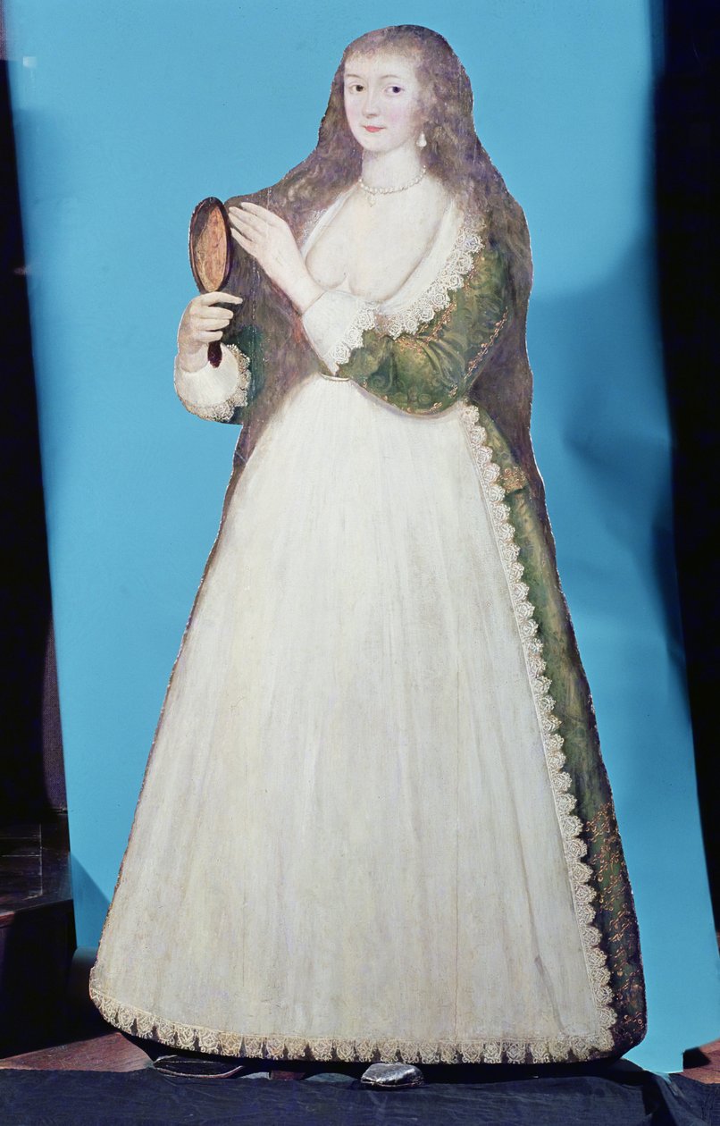 Bir kadın kukla tahta figürü, c.1620 by English School