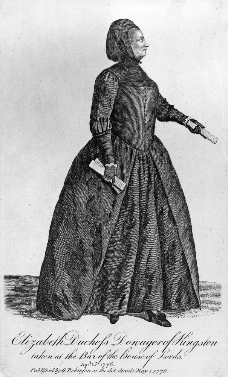 Elizabeth Chudleigh, Bristol Kontesi ve Kingston Düşesi, 1776 (mezzotint) by English School