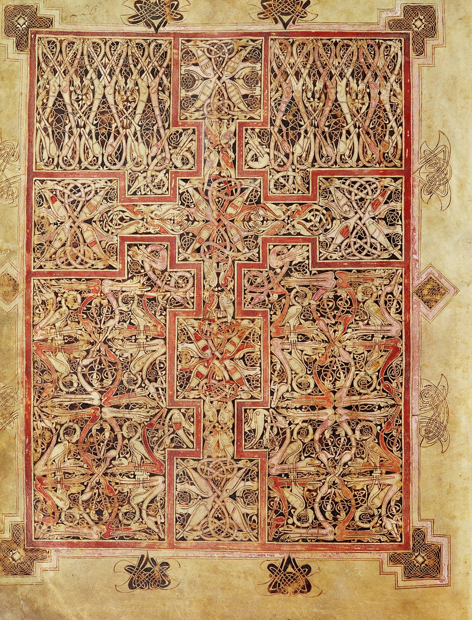 Fol.220 Halı sayfası, Lichfield İncillerinden, c.720 by English School