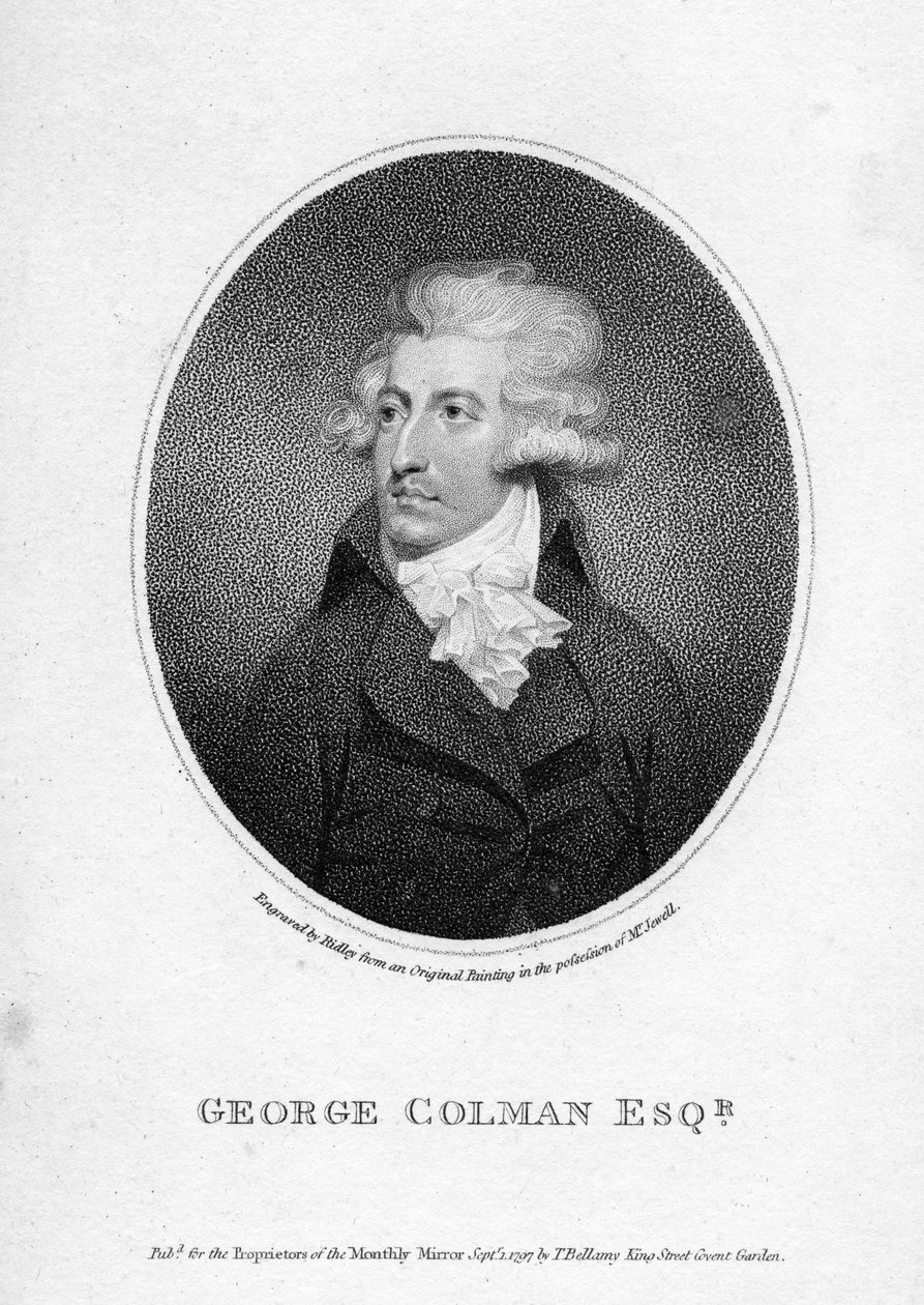 George Colman Genç, William Ridley tarafından oyulmuş, 1797 by English School