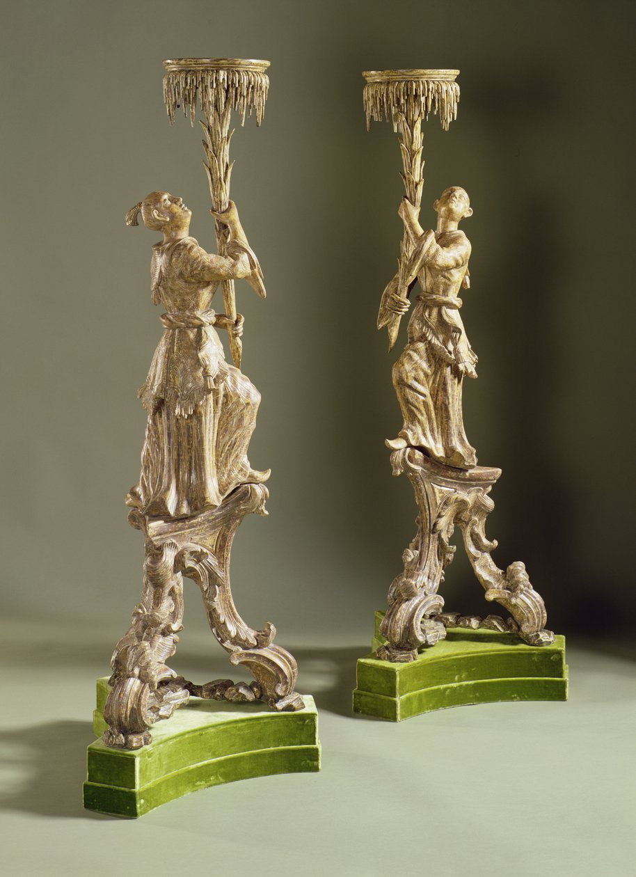 George II chinoiserie meşaleler, c.1750 (yaldız ağacı) by English School