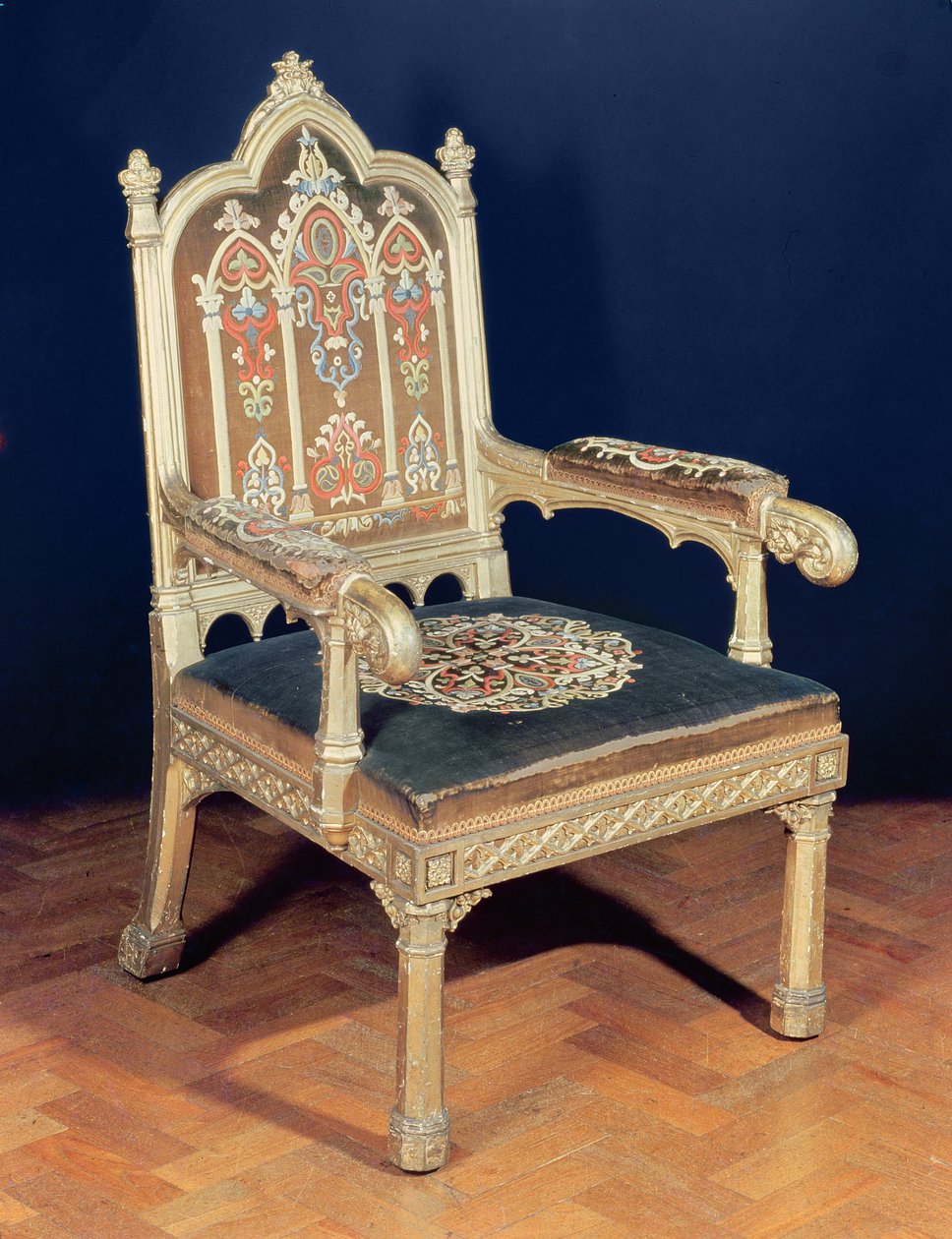 Gotik Koltuk, 1830 dolayları (yaldızlı kayın) by English School