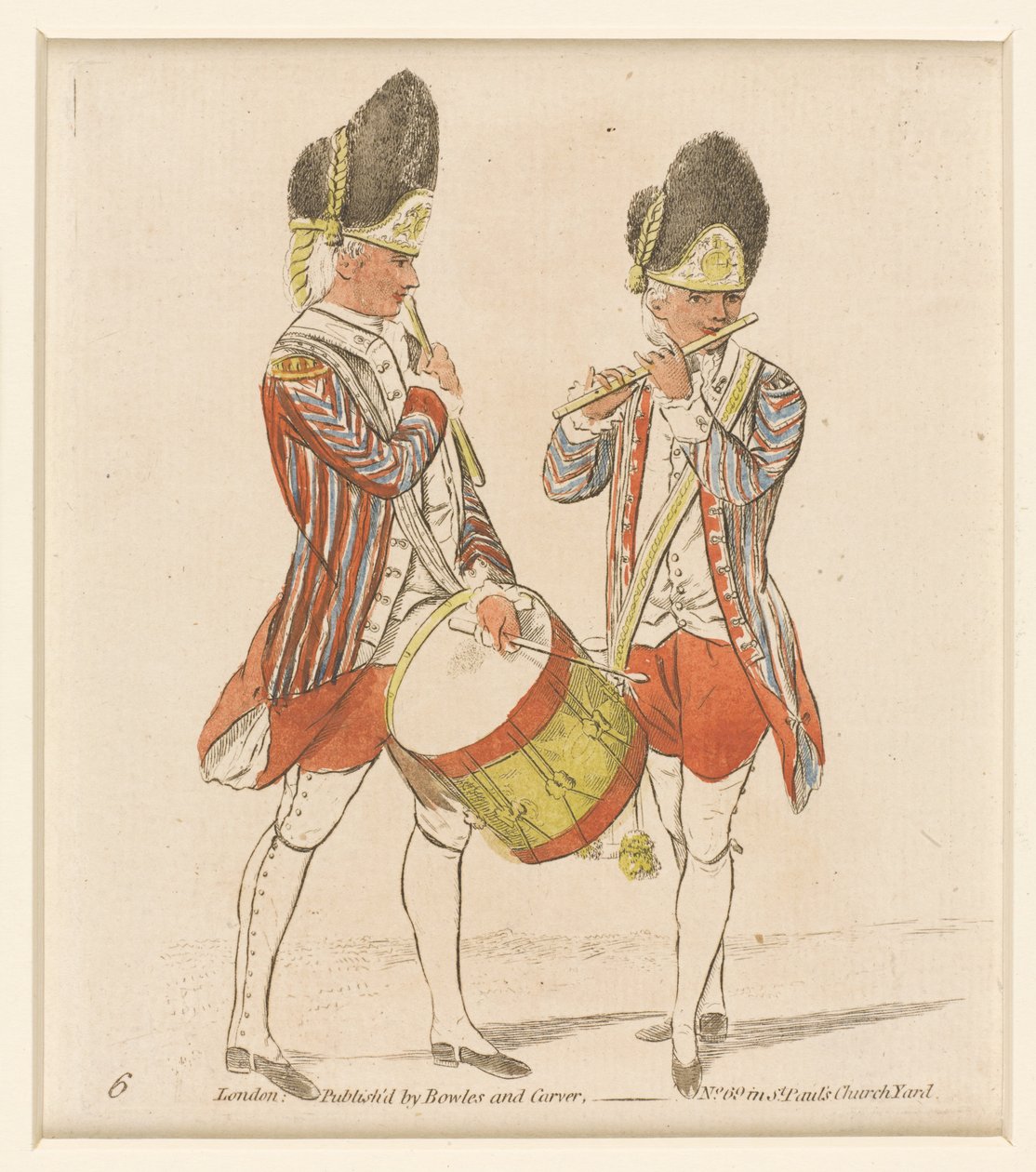 Grenadier davulcusu ve fifer, 1779 by English School