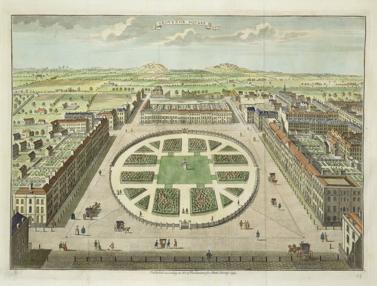 Grosvenor Meydanı, Stows Londra Araştırması, pub için. 1754 by English School