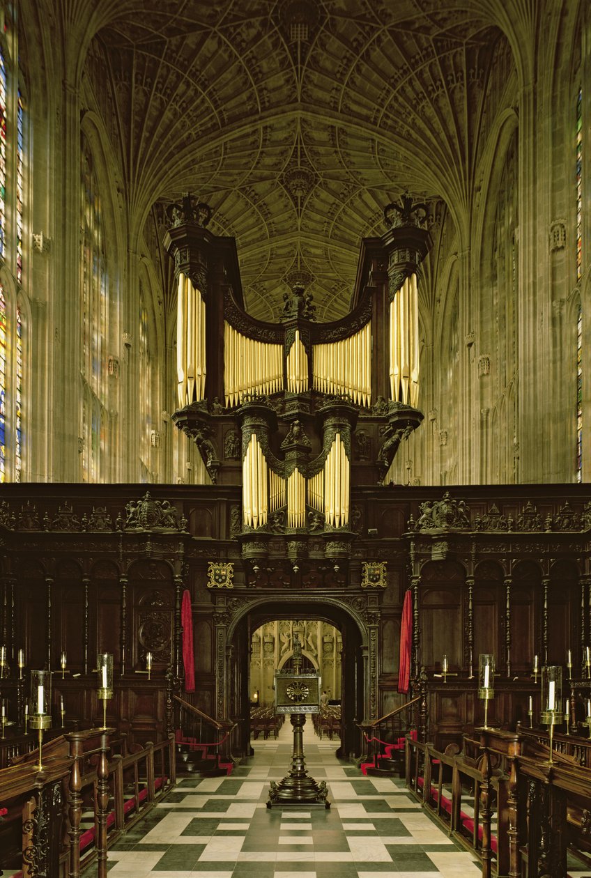 Orgu gösteren şapelin iç görünümü, c. 1461 by English School
