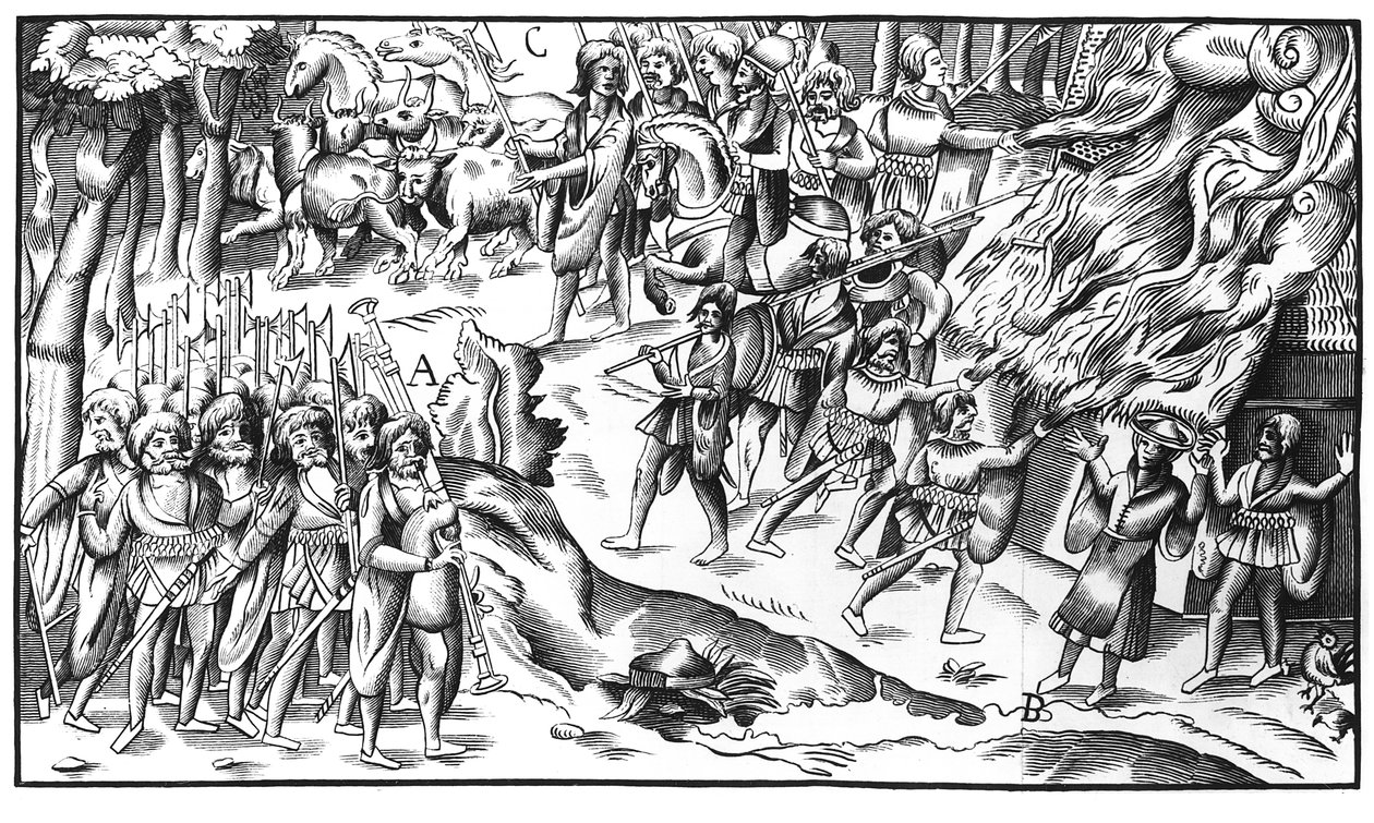 İngiliz Çiftliğine İrlanda Sığır Baskını, 1581 by English School