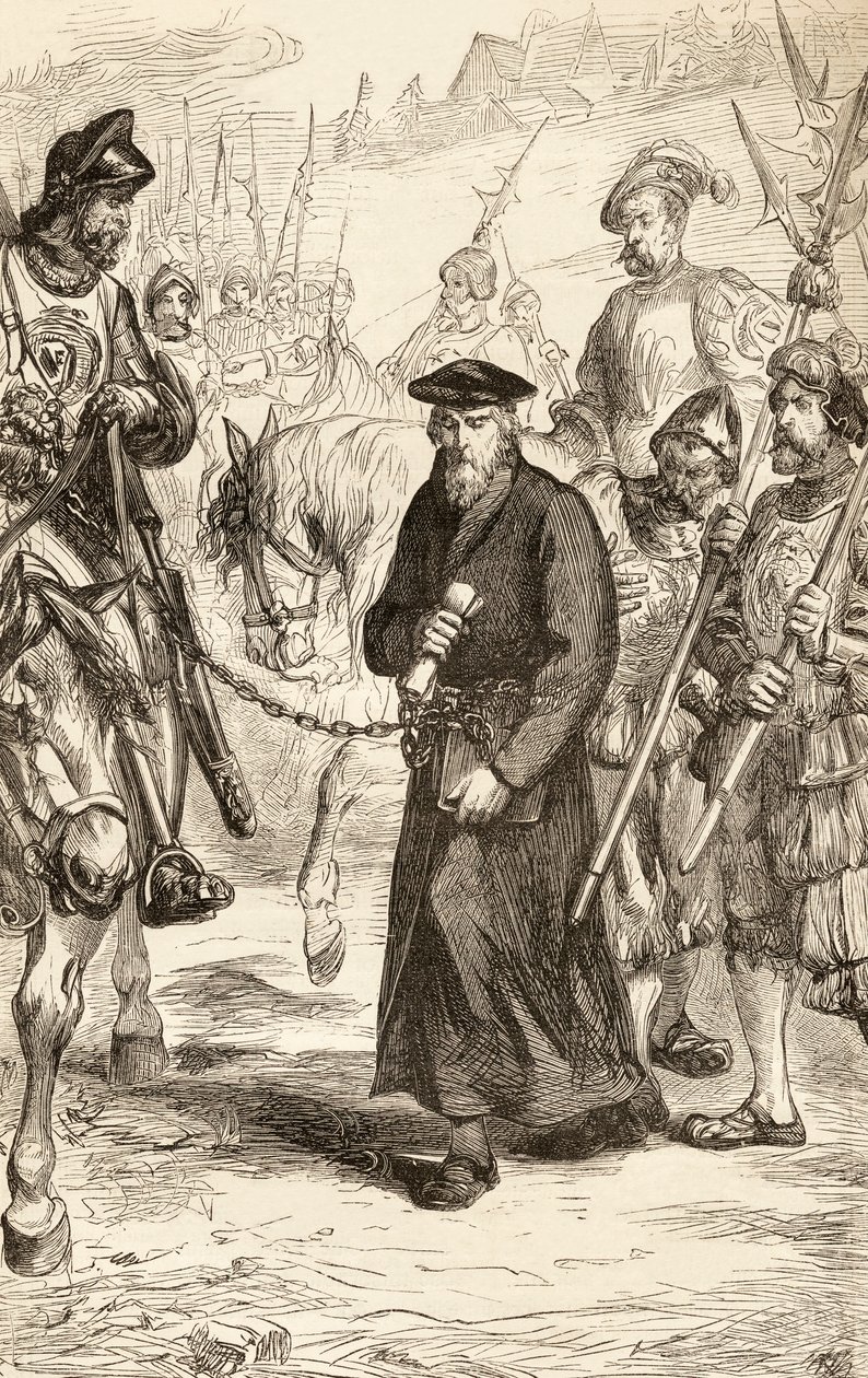 Praglı Jerome hapishaneye giderken zincire vurulmuş, 1865 dolayları (ahşap gravürü) by English School
