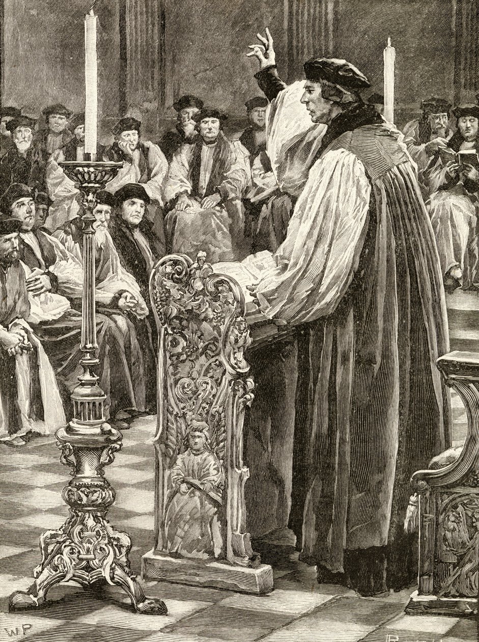 John Colet (1467-1519) vaaz ederken by English School
