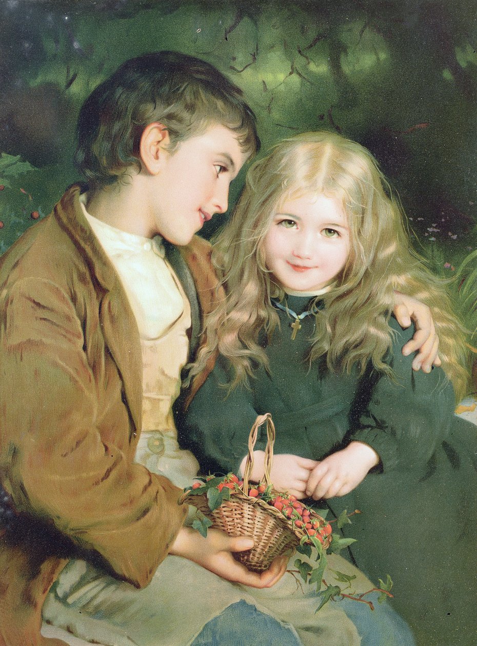 Little Sweethearts, from a Pears Annual, 1880 dolayları by English School