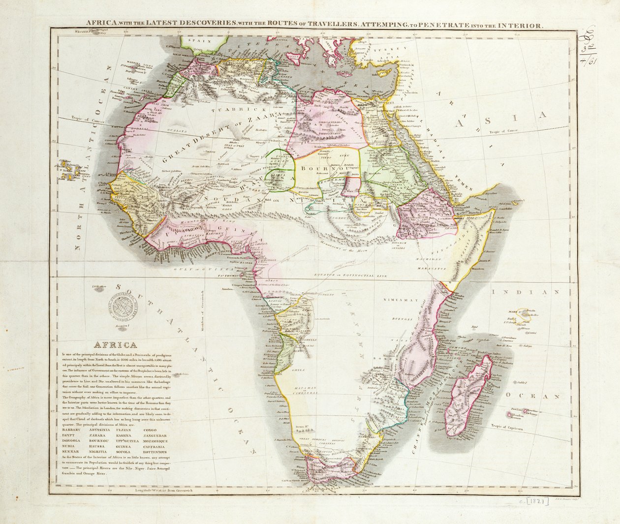 Map of Africa, 1821  by English School