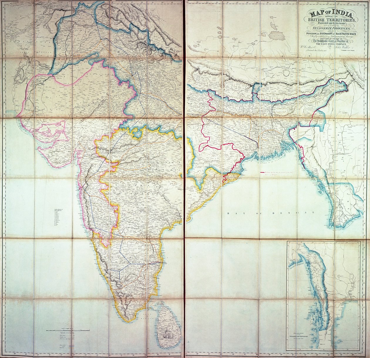 Hindistan Haritası, 1857 (renkli litografi) by English School