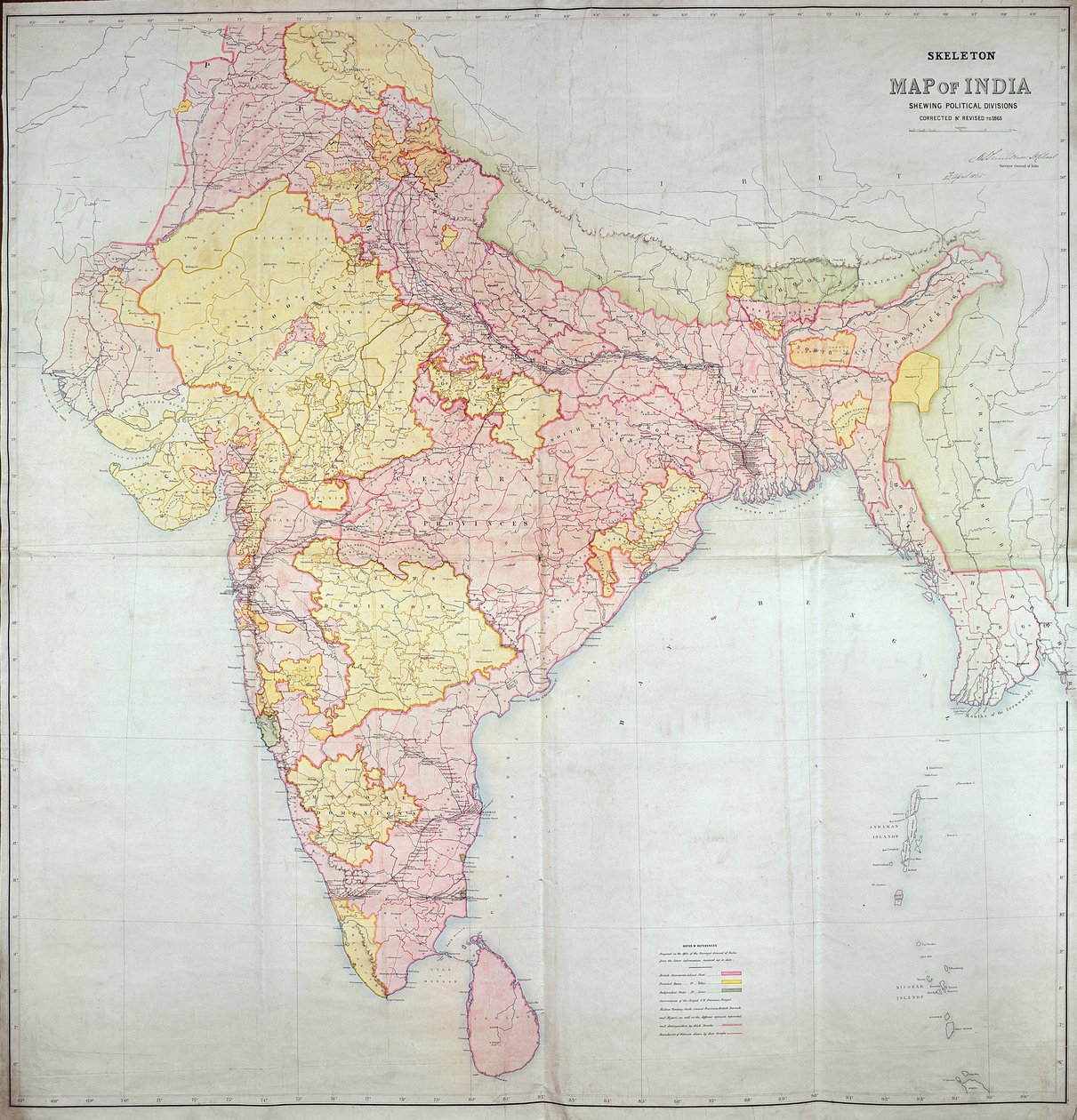 Hindistan Haritası, 1865 by English School