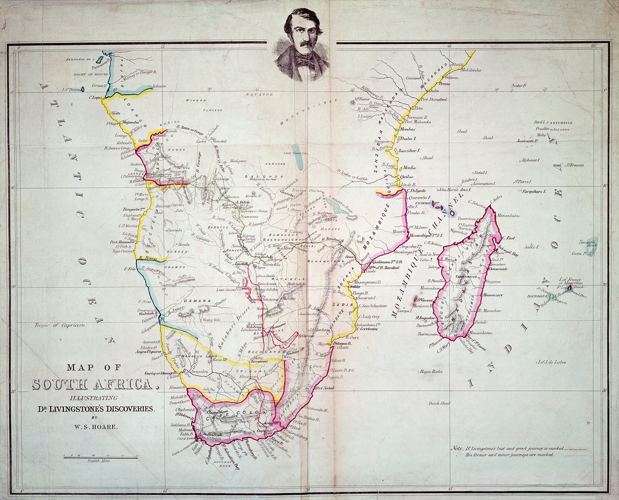 Map of South Africa illustrating Dr. Livingstone